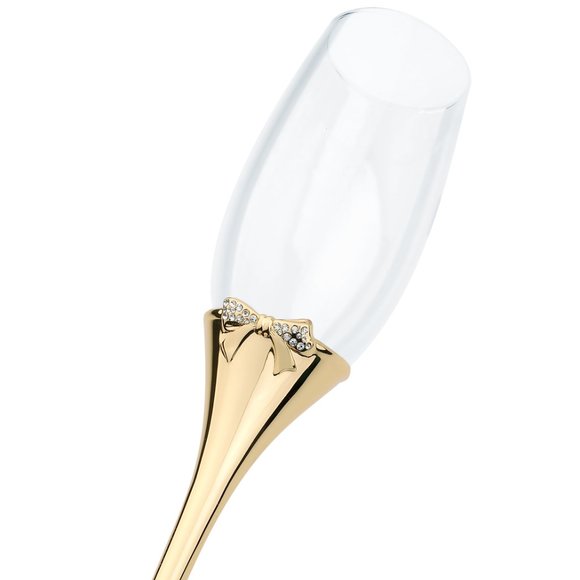 Bow-Tiful Collection Toasting Flutes & Cake Serving Set in Gold - Picture 3 of 5